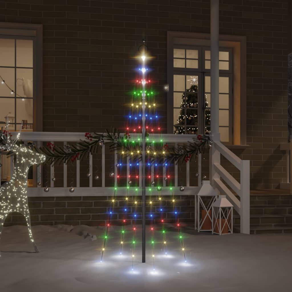 343525  Christmas Tree On Flagpole Colourful 310 Leds 300 Cm
