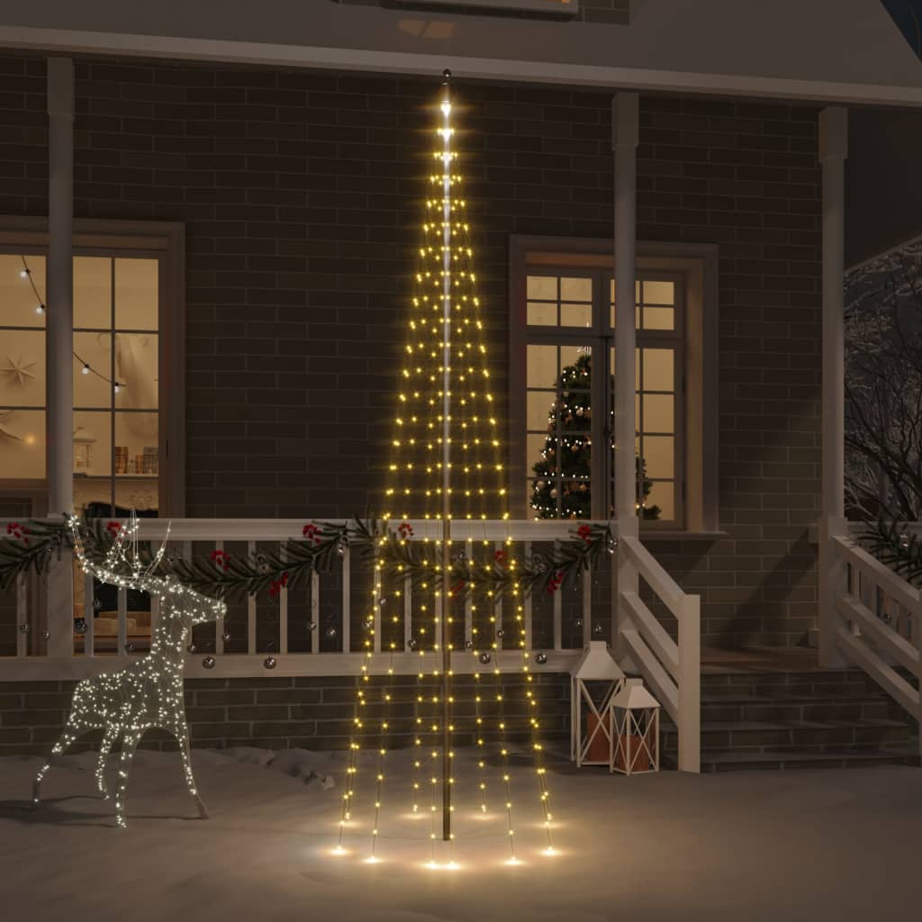 343525  Christmas Tree On Flagpole Colourful 310 Leds 300 Cm