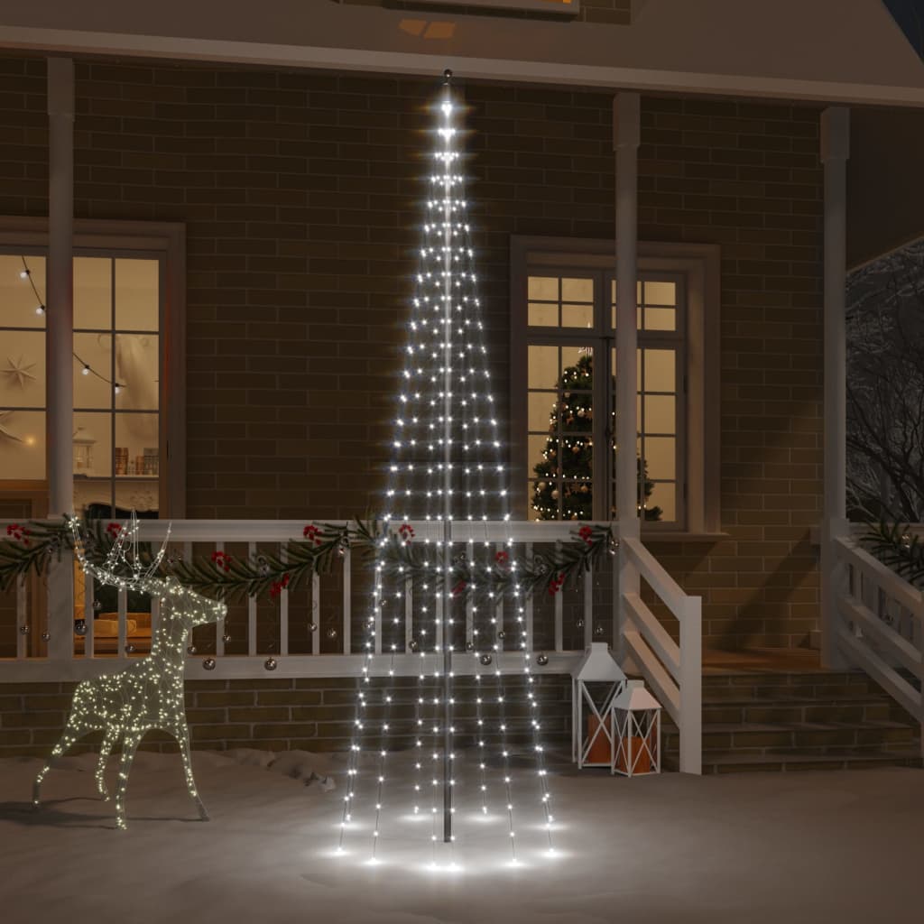 343525  Christmas Tree On Flagpole Colourful 310 Leds 300 Cm