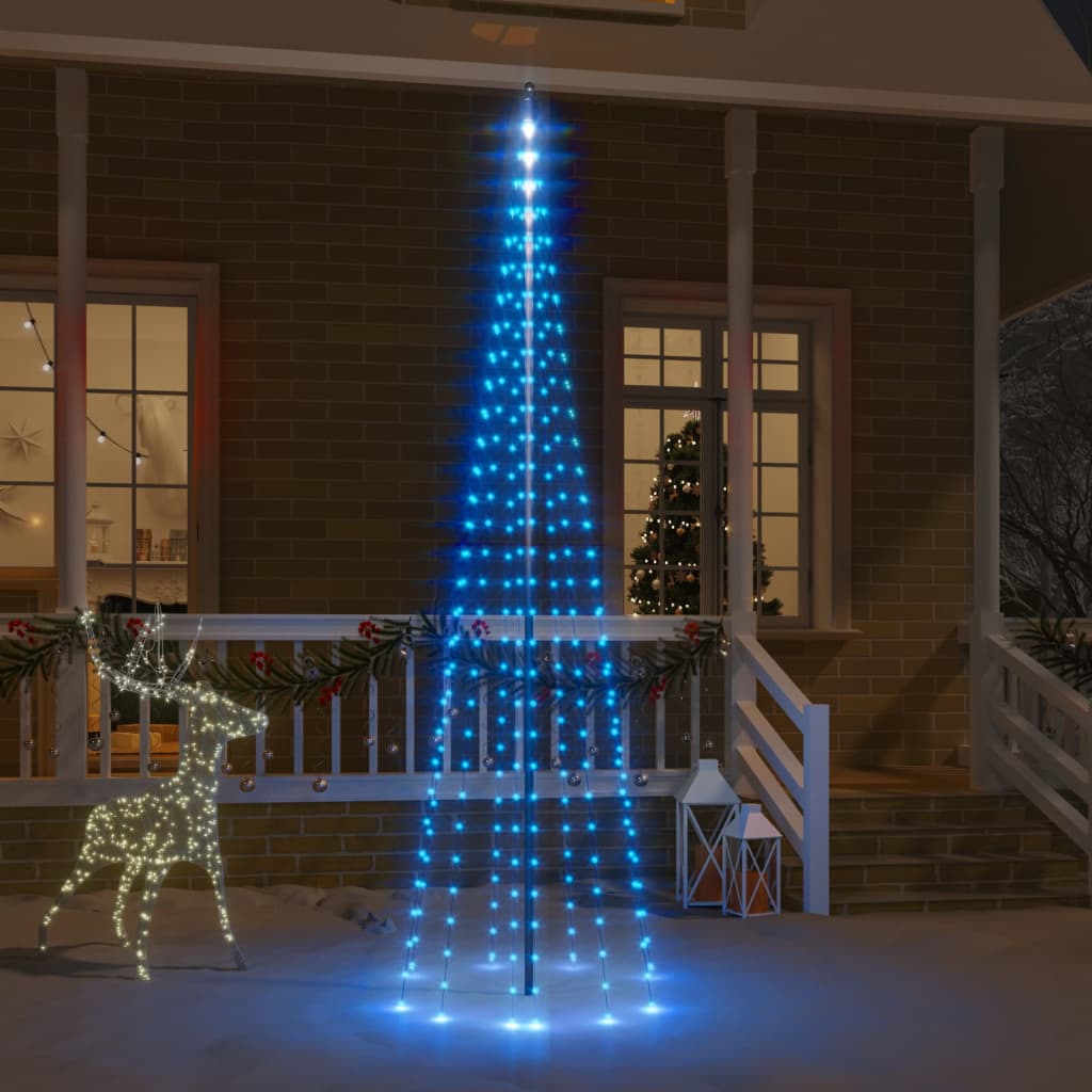 343525  Christmas Tree On Flagpole Colourful 310 Leds 300 Cm