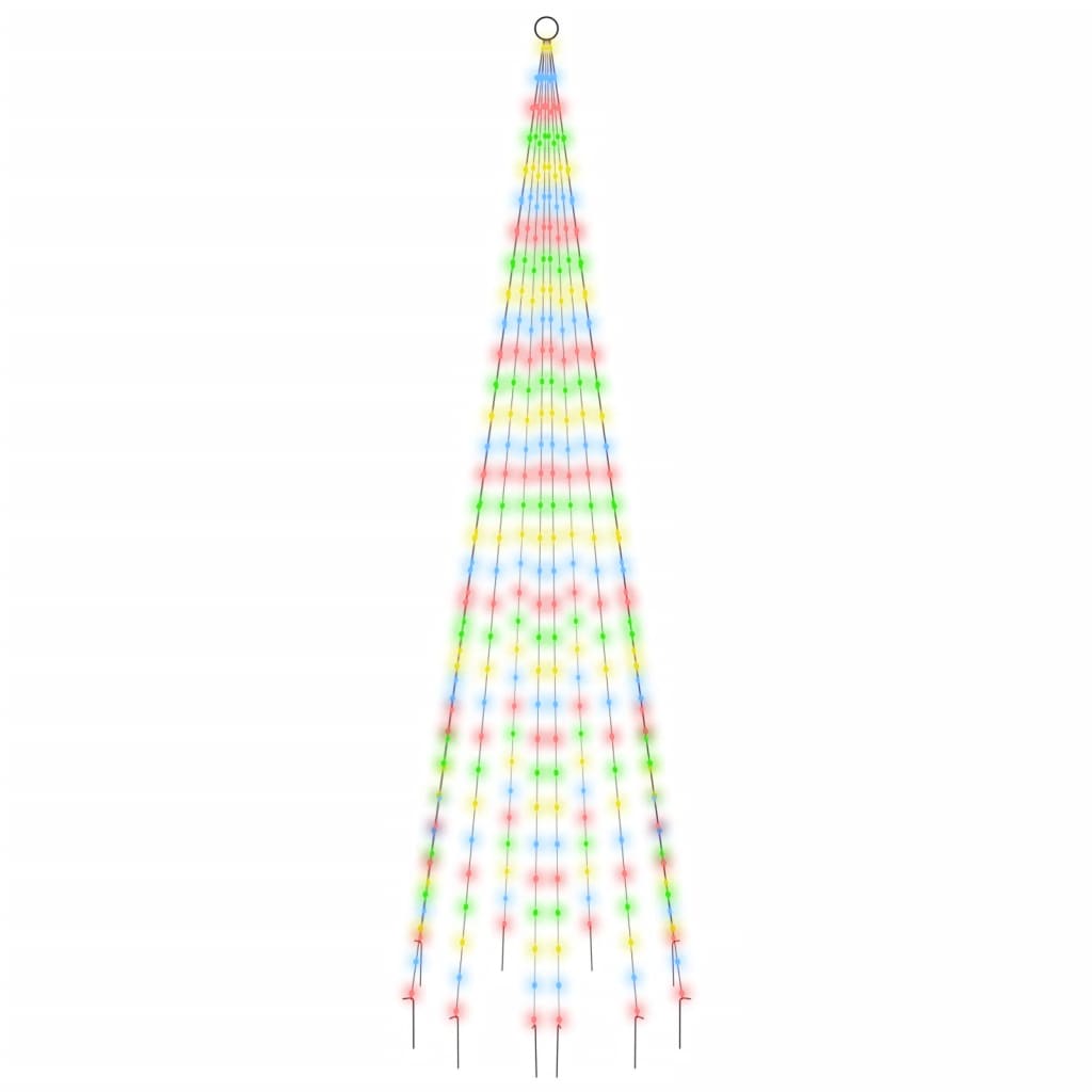 343525  Christmas Tree On Flagpole Colourful 310 Leds 300 Cm