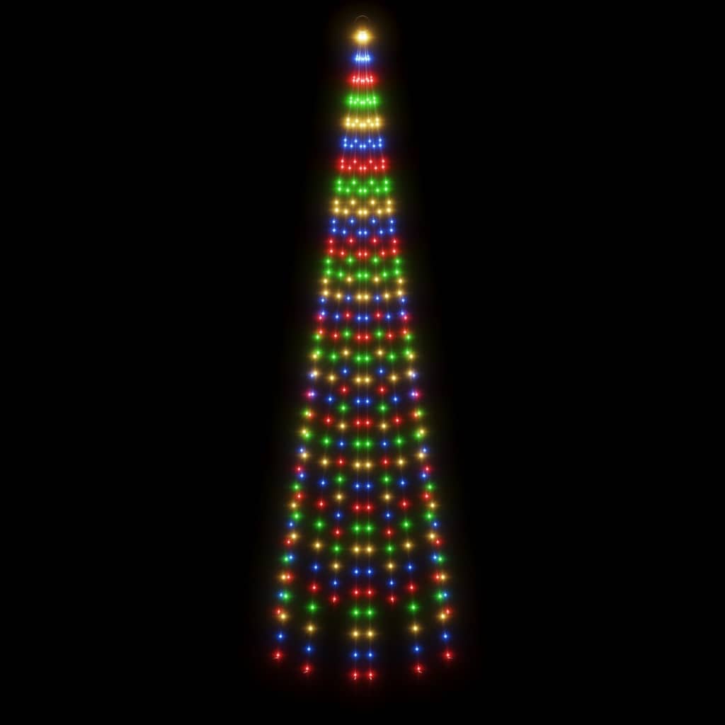 343525  Christmas Tree On Flagpole Colourful 310 Leds 300 Cm