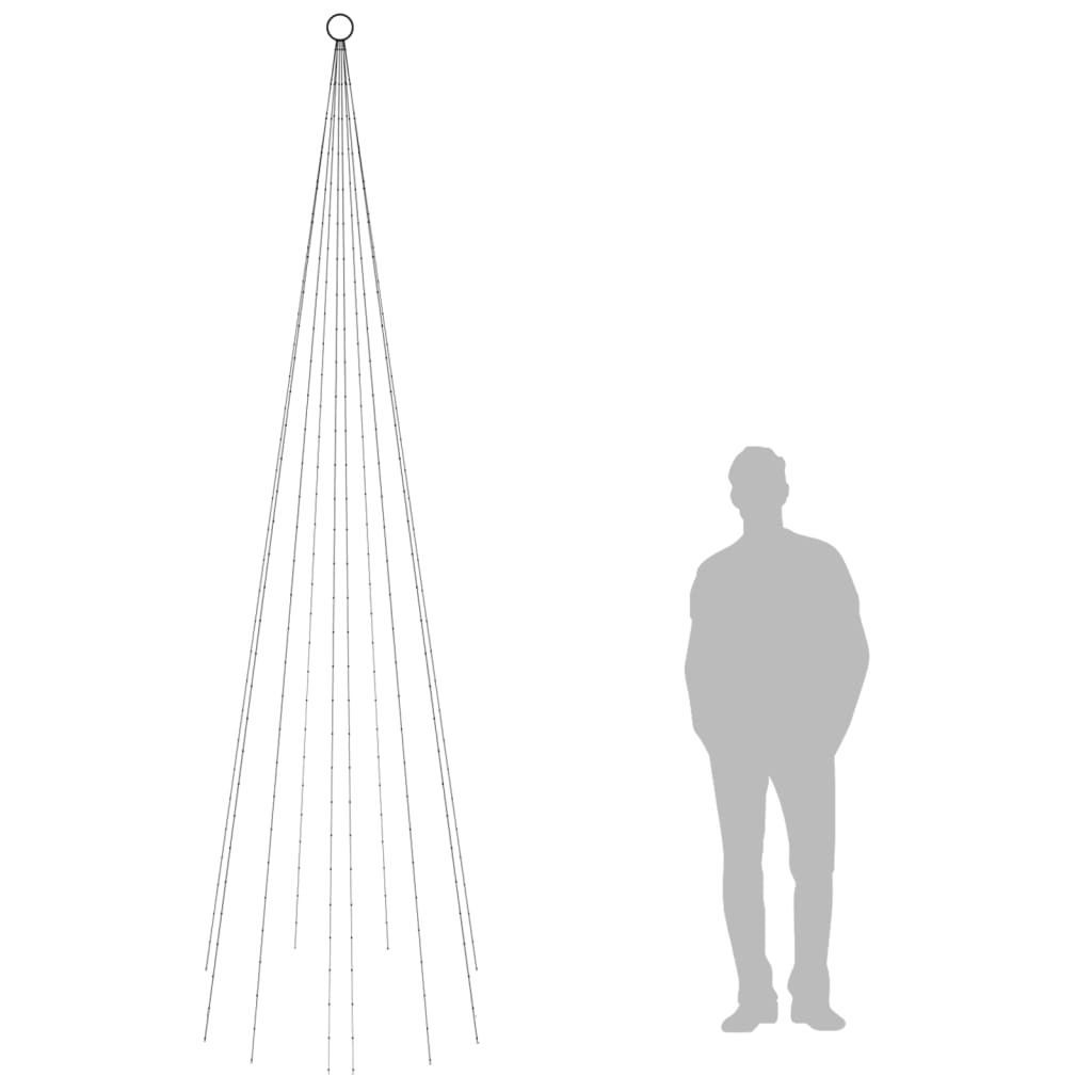343525  Christmas Tree On Flagpole Colourful 310 Leds 300 Cm