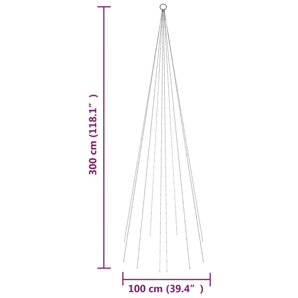 343525  Christmas Tree On Flagpole Colourful 310 Leds 300 Cm