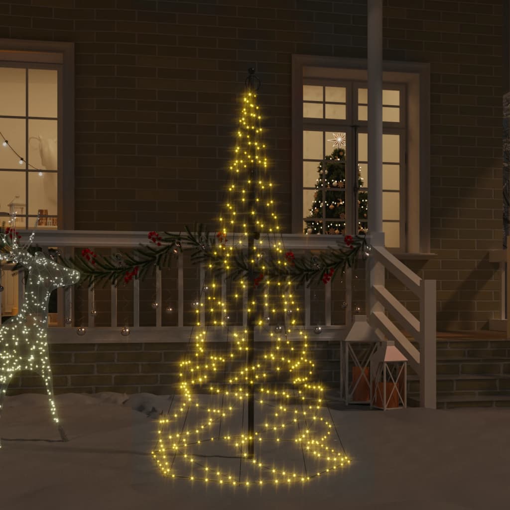 343525  Christmas Tree On Flagpole Colourful 310 Leds 300 Cm