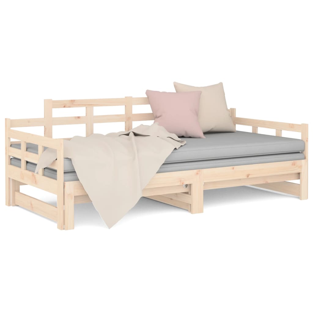 Pull-Out Day Bed Without Mattress Solid Wood Pine 2X Cm