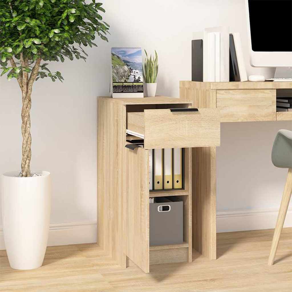 Storage Cabinet Engineered Wood Desk Office Cupboard 33.5X50X75Cm Smoked Oak 33.