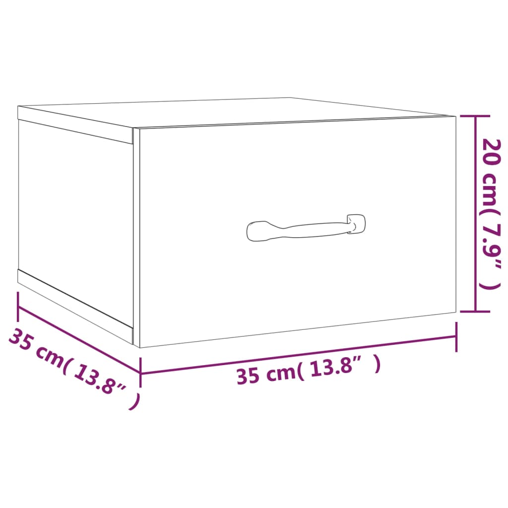 Wall-Mounted Bedside Cabinet 35X35X20 Cm
