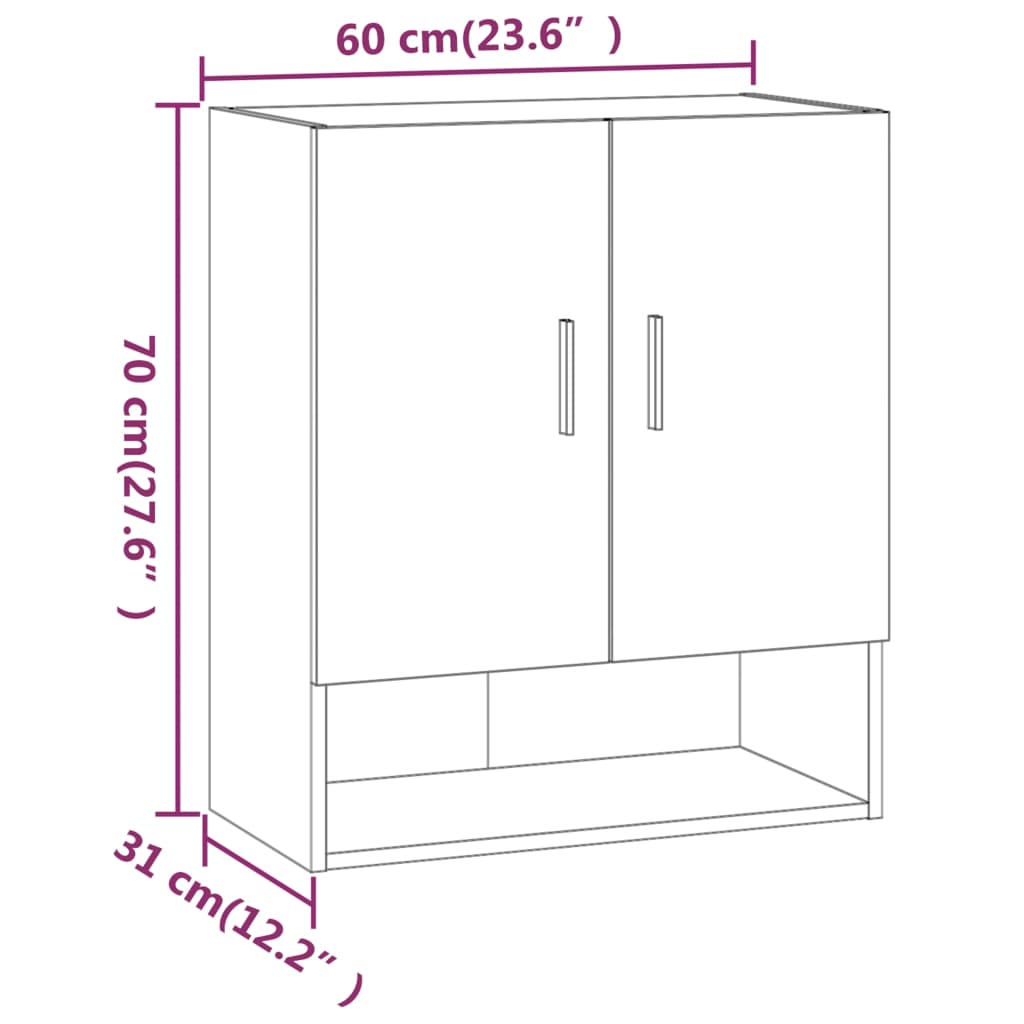 Wall Cabinet 60X31X70 Cm Engineered Wood