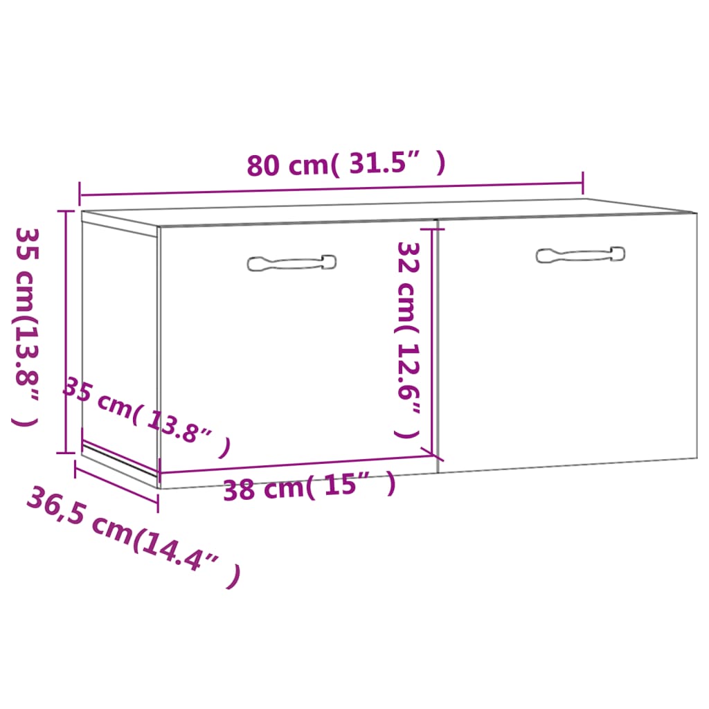 Wall Cabinet 80X36.5X35 Cm Engineered Wood
