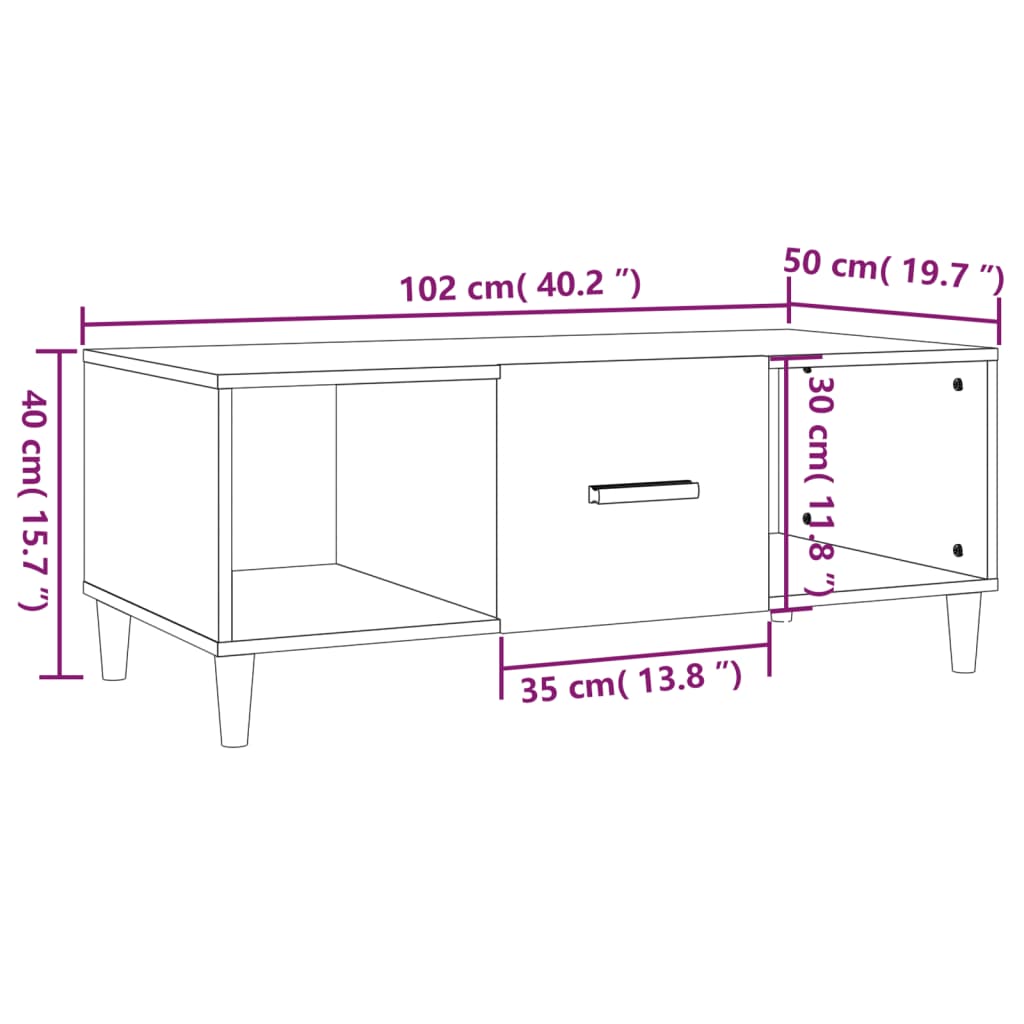 Coffee Table 102X50X40 Cm Engineered Wood