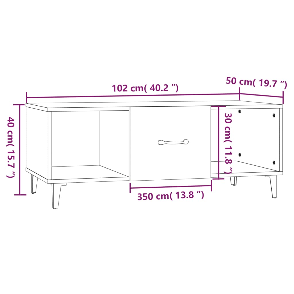 Coffee Table 102X50X40 Cm Engineered Wood
