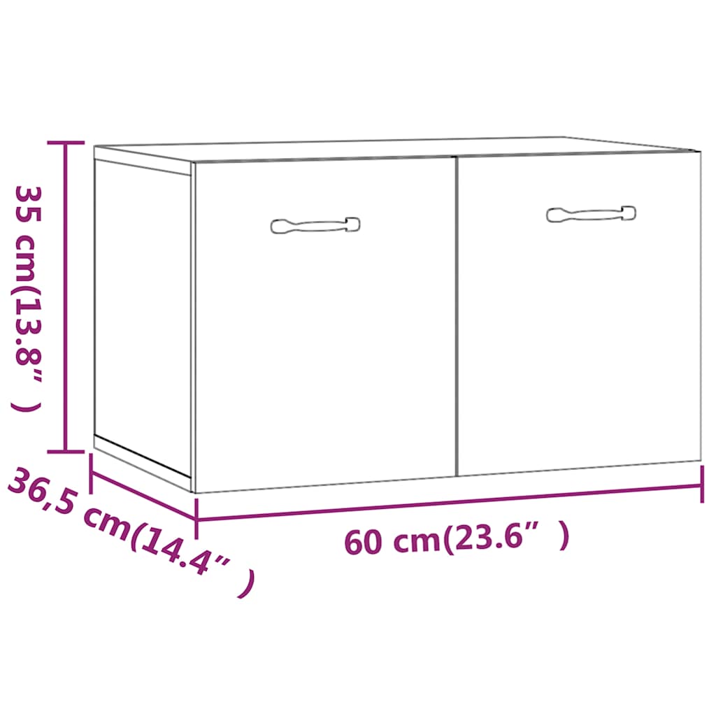 Storage Cabinet Sonoma Oak Wall 60x36.5x35cm Floating Cupboard Brown oak 60 cm
