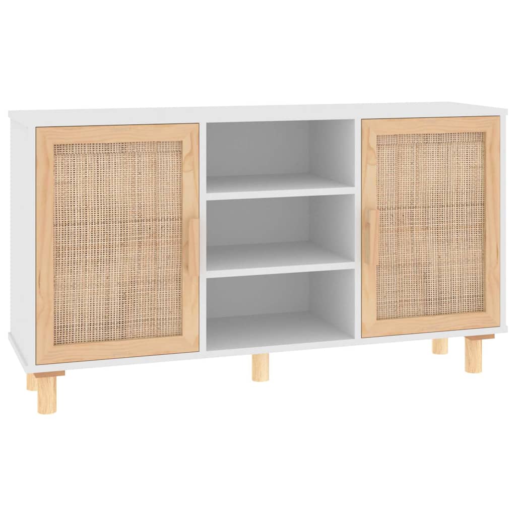 Sideboard Pine Natural Rattan Cabinet Buffet Storage Cupboard 105Cm Brown Black