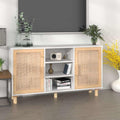 Sideboard Pine Natural Rattan Cabinet Buffet Storage Cupboard 105Cm Brown Black
