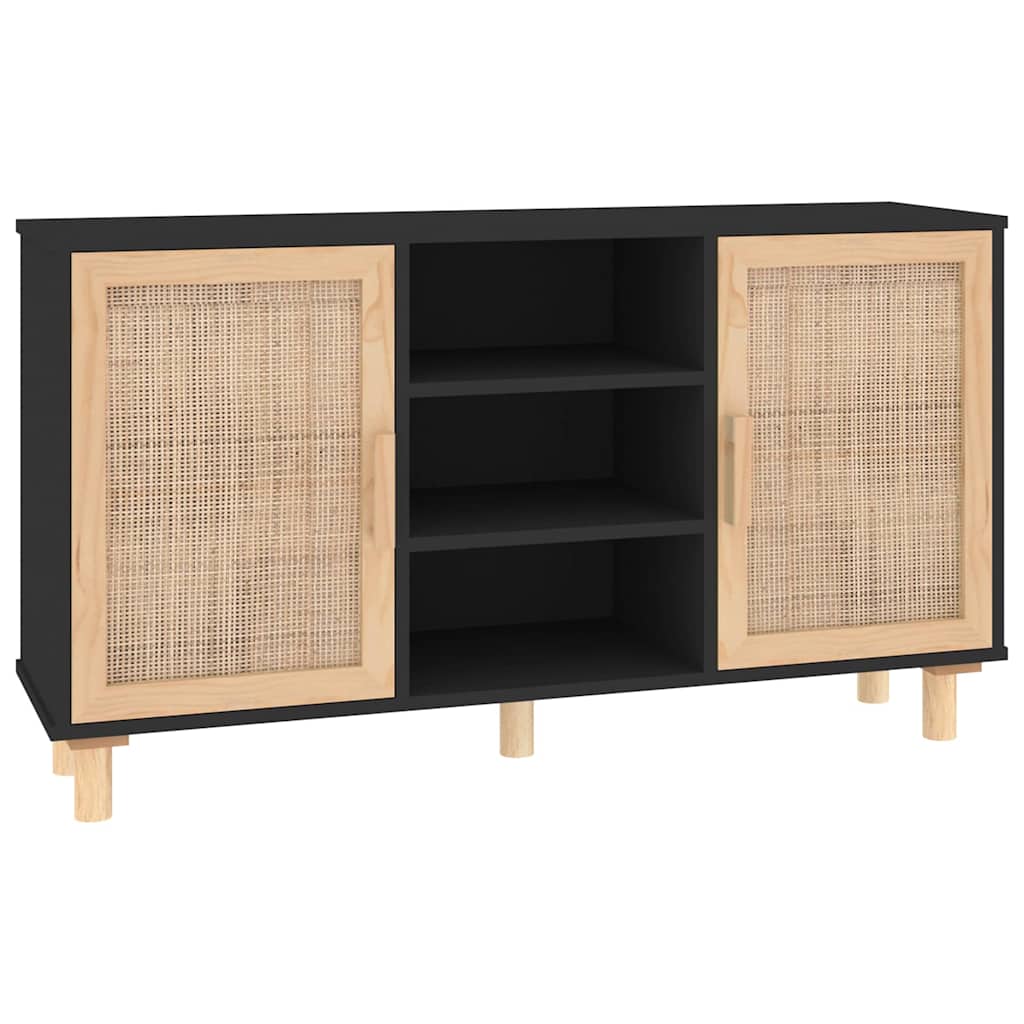 Sideboard Pine Natural Rattan Cabinet Buffet Storage Cupboard 105cm brown black