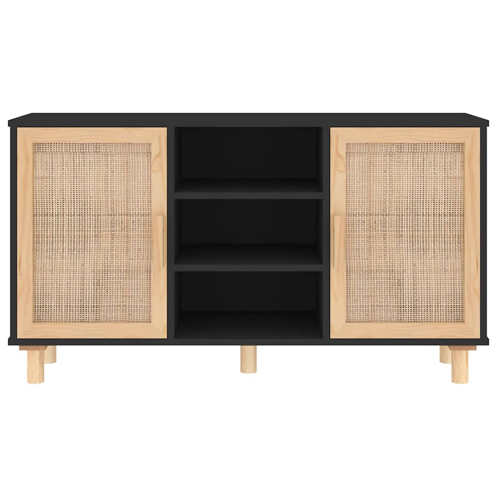 Sideboard Pine Natural Rattan Cabinet Buffet Storage Cupboard 105cm brown black