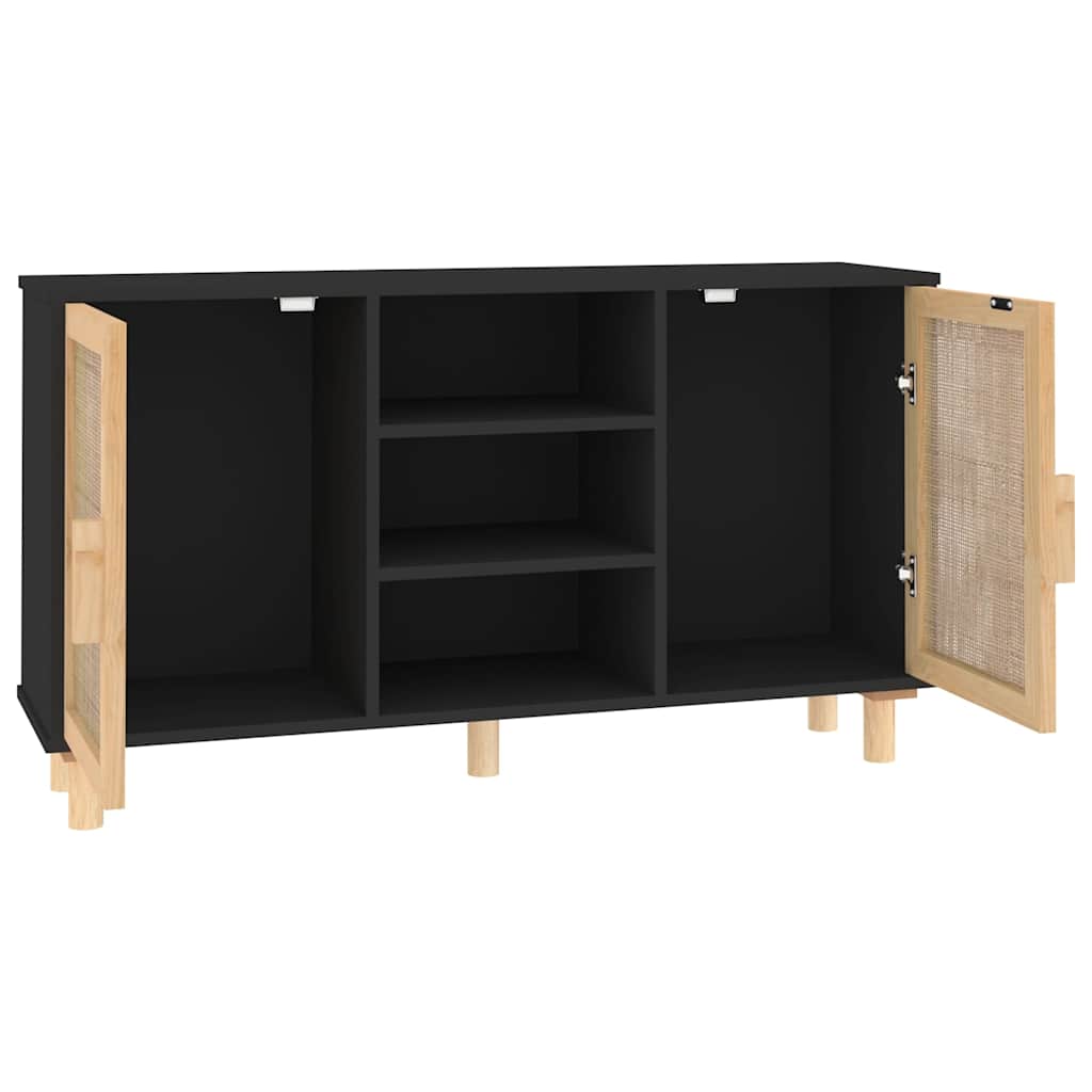 Sideboard Pine Natural Rattan Cabinet Buffet Storage Cupboard 105cm brown black