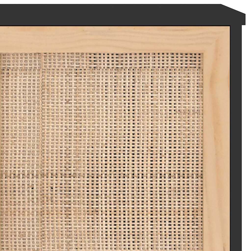 Sideboard Pine Natural Rattan Cabinet Buffet Storage Cupboard 105cm brown black