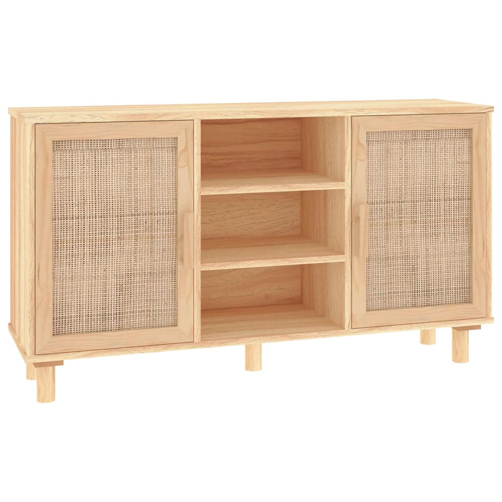 Sideboard Pine Natural Rattan Cabinet Buffet Storage Cupboard 105cm brown black