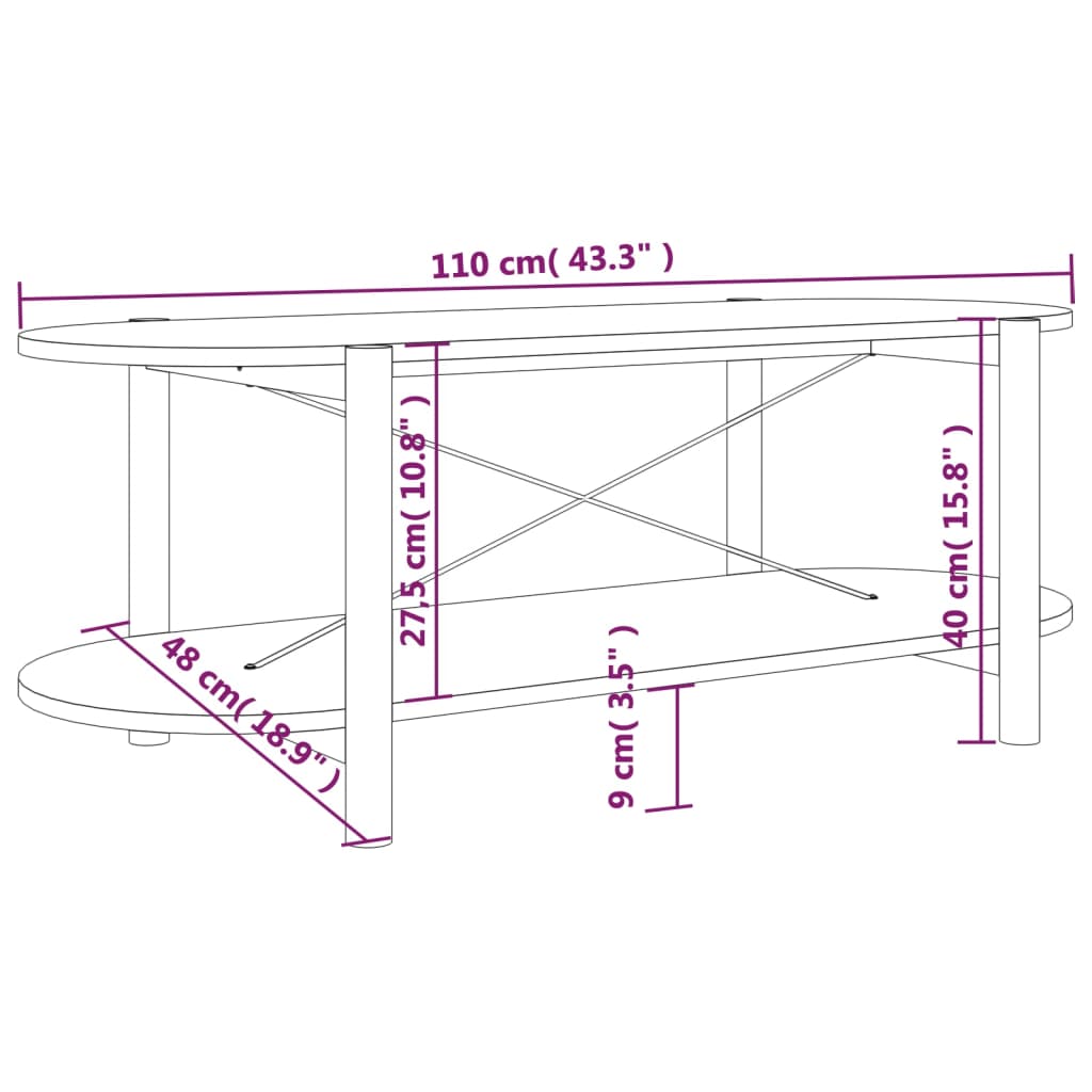 Coffee Table 110X48X40 Cm Engineered Wood