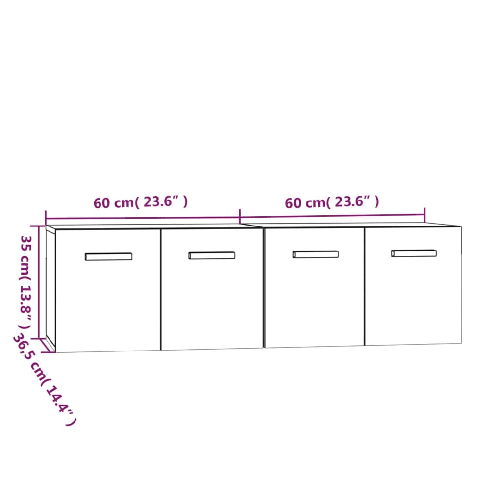 Wall Cabinets 2 Pcs Engineered Wood