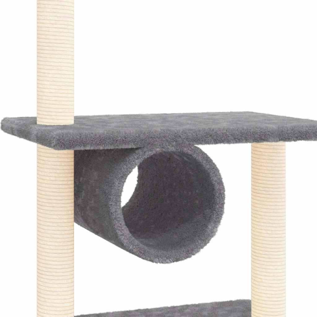 Cat Furniture Tree Tower 279cm Scratching Post Multi Level Large Grey Dark grey