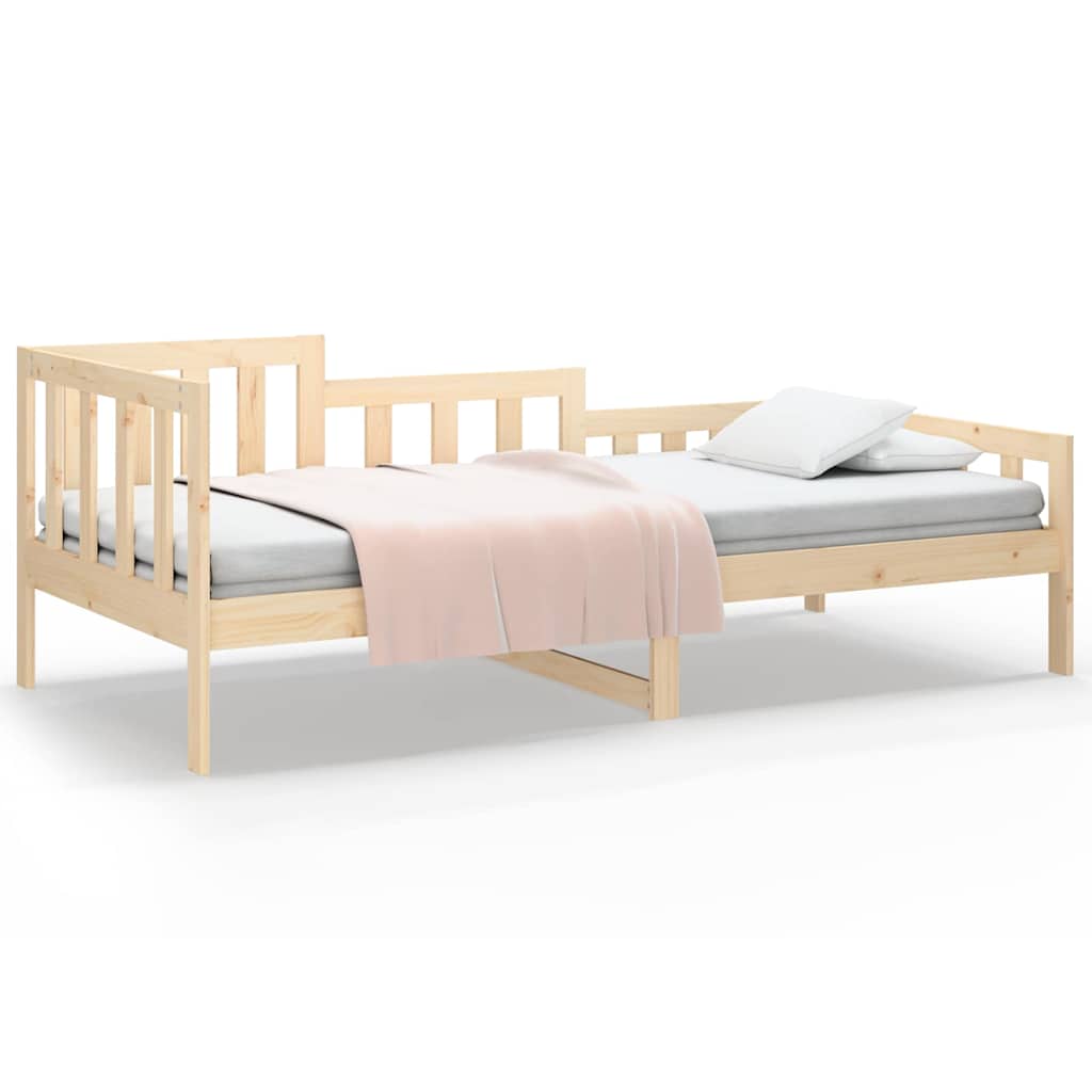Bed Frame Solid Pine Day Single Wooden Guest No Mattress Natural White 203.5 Cm