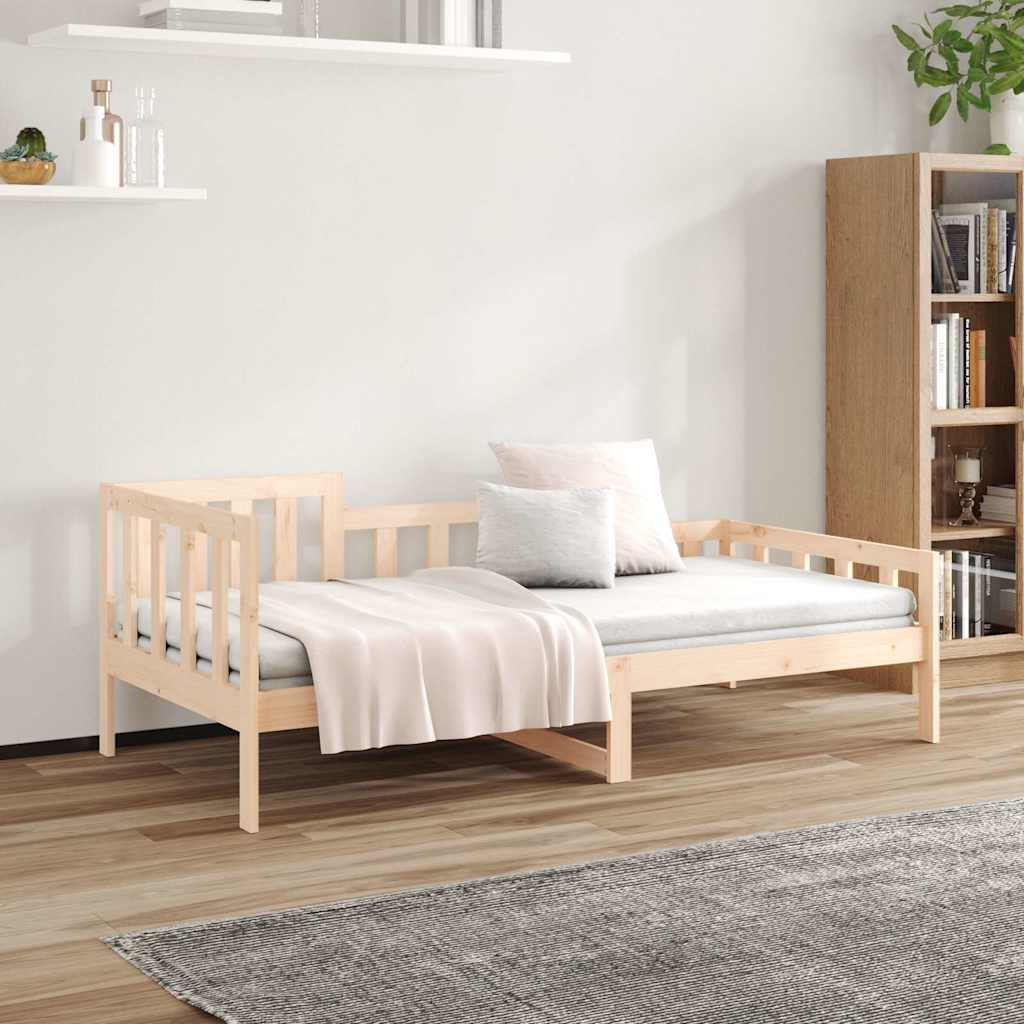 Bed Frame Solid Pine Day Single Wooden Guest No Mattress Natural White 203.5 Cm