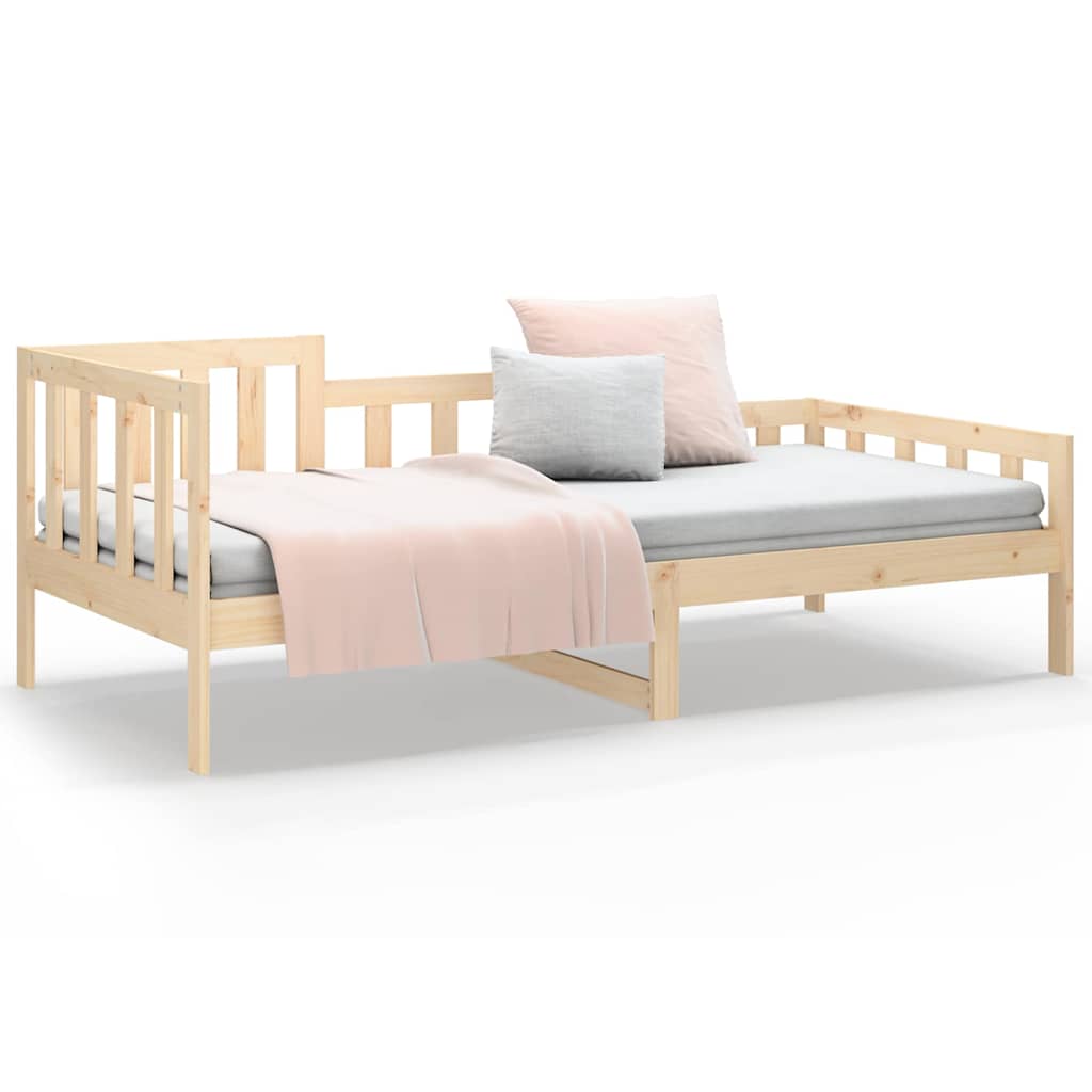 Bed Frame Solid Pine Day Single Wooden Guest No Mattress natural white 203.5 cm