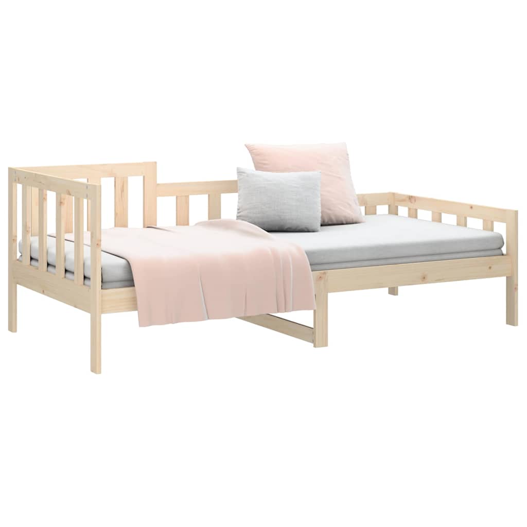 Bed Frame Solid Pine Day Single Wooden Guest No Mattress Natural White 203.5 Cm