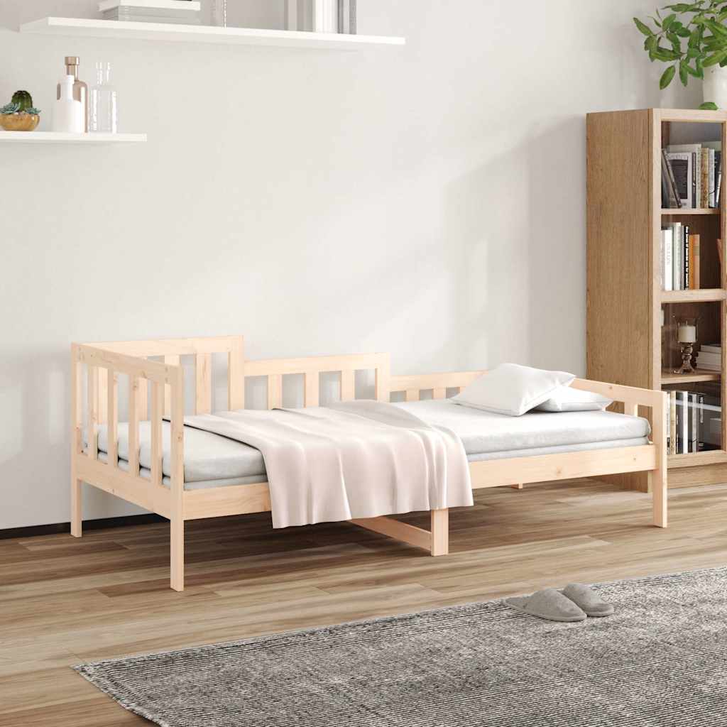 Bed Frame Solid Pine Day Single Wooden Guest No Mattress Natural White 203.5 Cm