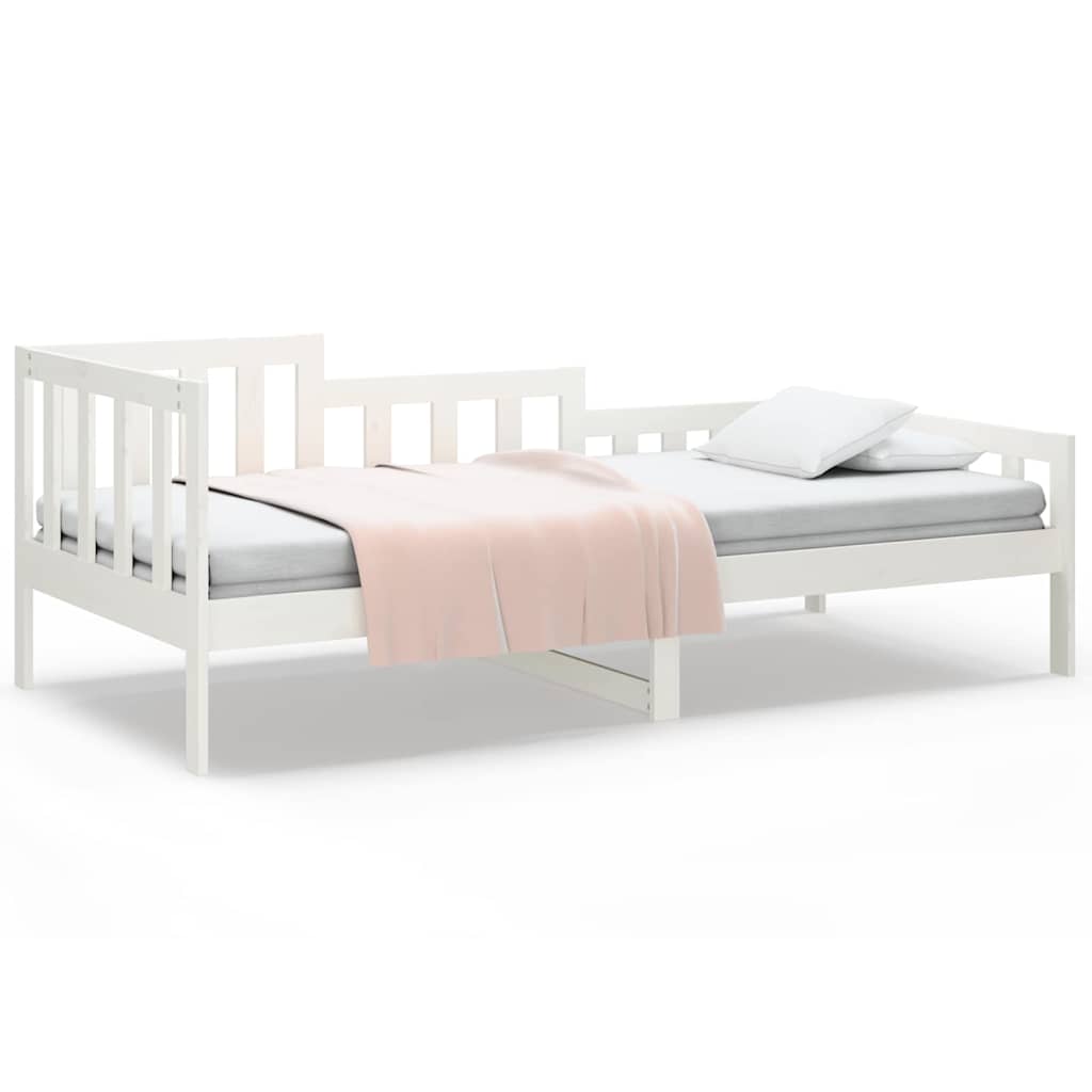 Bed Frame Solid Pine Day Single Wooden Guest No Mattress Natural White 203.5 Cm
