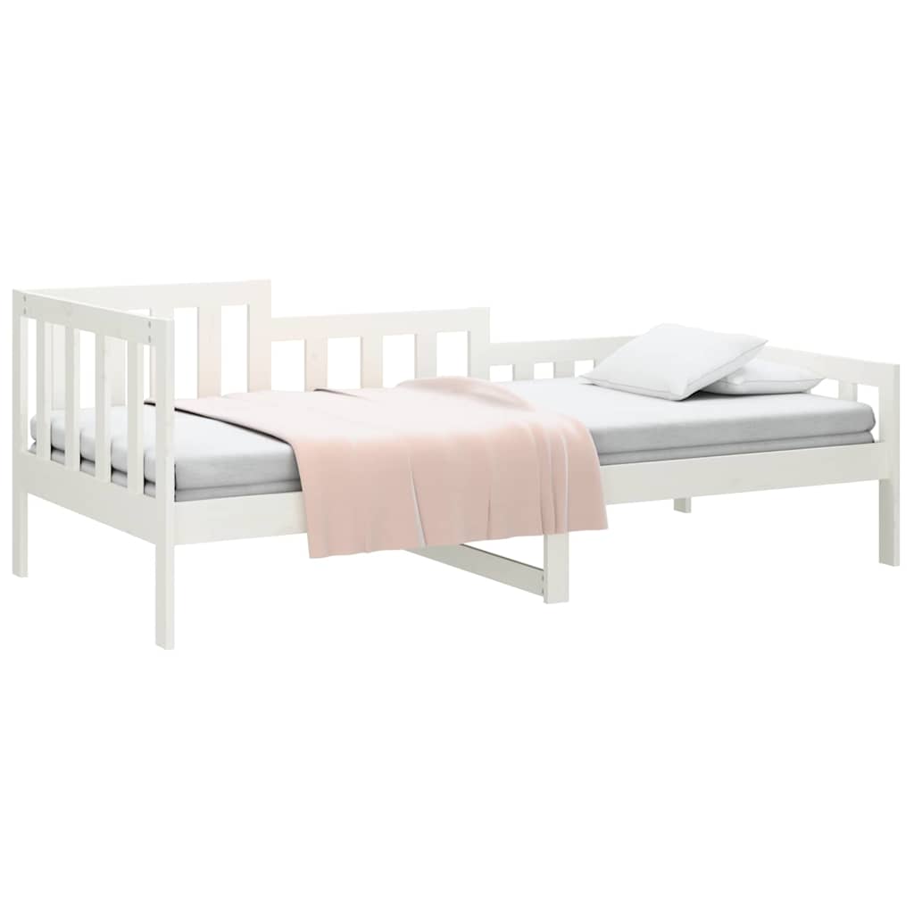 Bed Frame Solid Pine Day Single Wooden Guest No Mattress Natural White 203.5 Cm