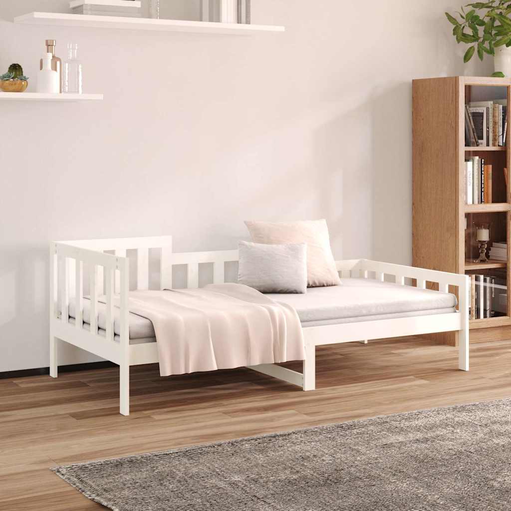 Bed Frame Solid Pine Day Single Wooden Guest No Mattress Natural White 203.5 Cm