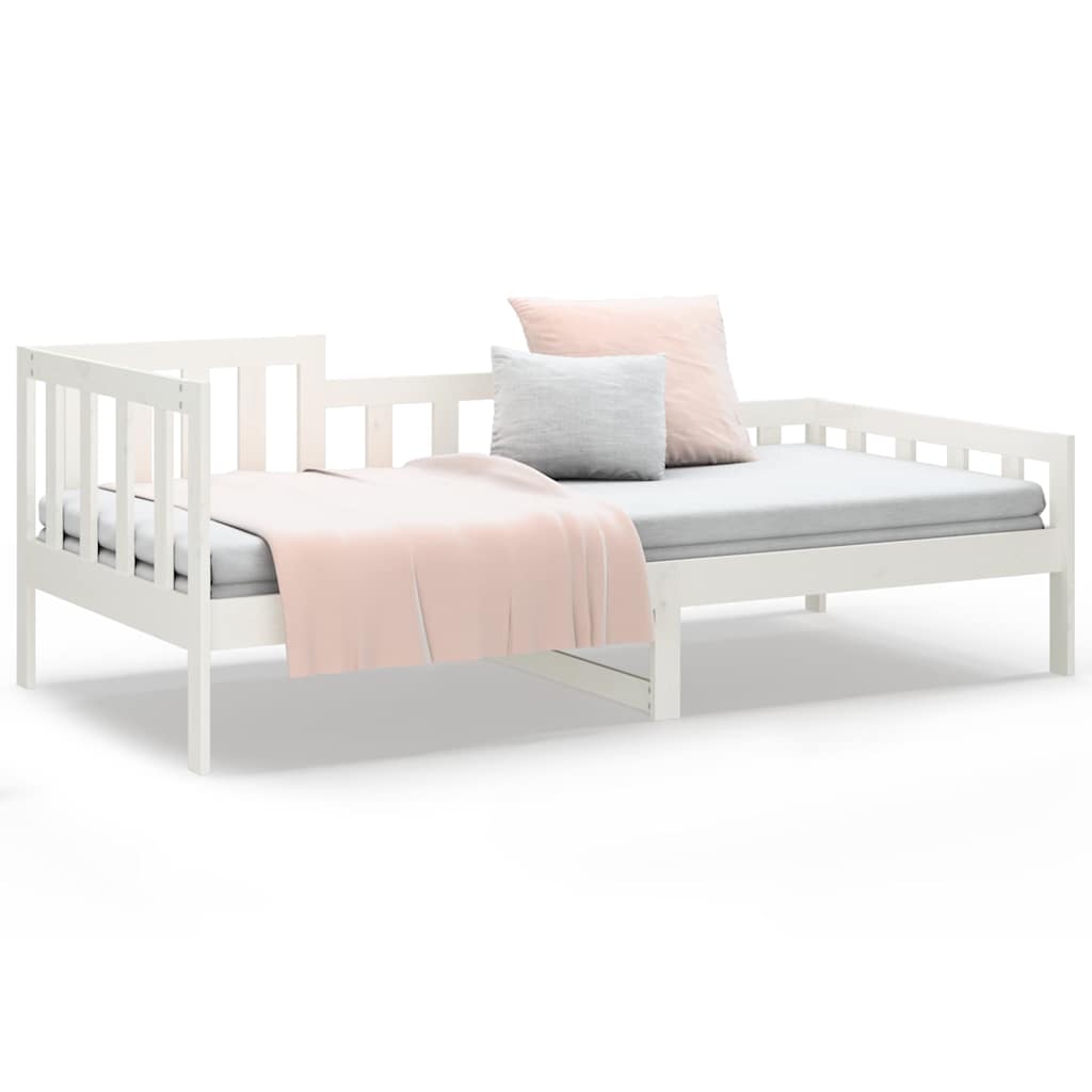 Bed Frame Solid Pine Day Single Wooden Guest No Mattress Natural White 203.5 Cm
