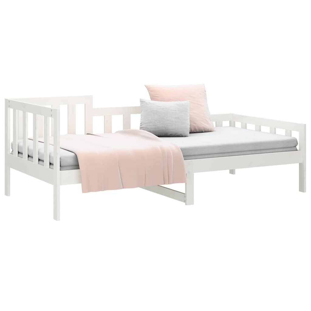 Bed Frame Solid Pine Day Single Wooden Guest No Mattress Natural White 203.5 Cm