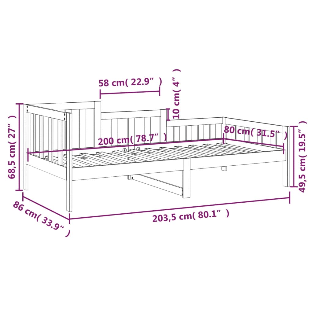 Day Bed Without Mattress Solid Wood Pine
