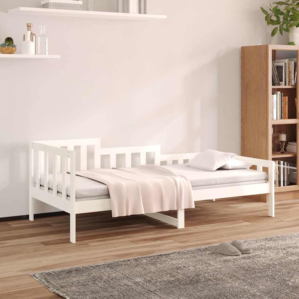 Bed Frame Solid Pine Day Single Wooden Guest No Mattress Natural White 203.5 Cm