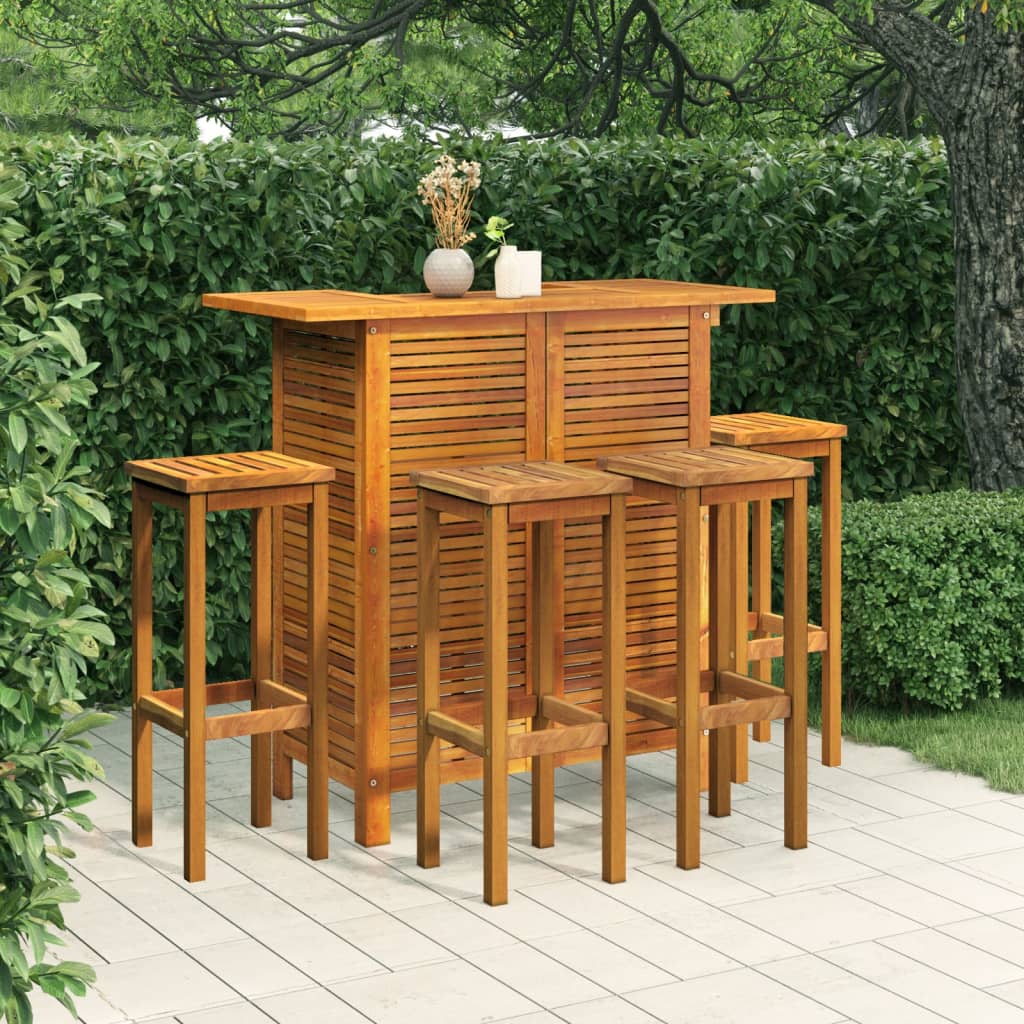 Bar Table And Chair Set 3 Pieces Solid Acacia Wood