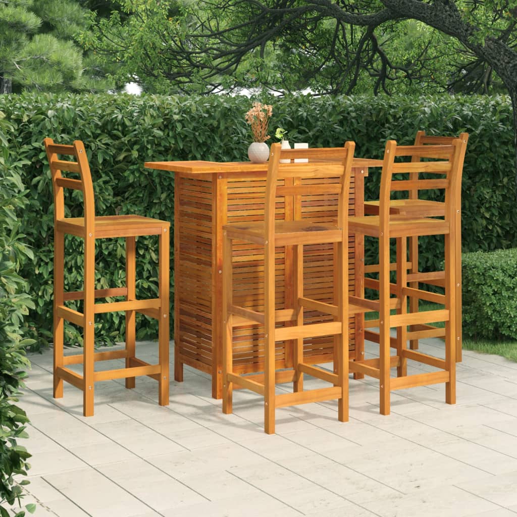 Bar Table And Chair Set 3 Pieces Solid Acacia Wood