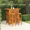 Bar Table And Chair Set 3 Pieces Solid Acacia Wood