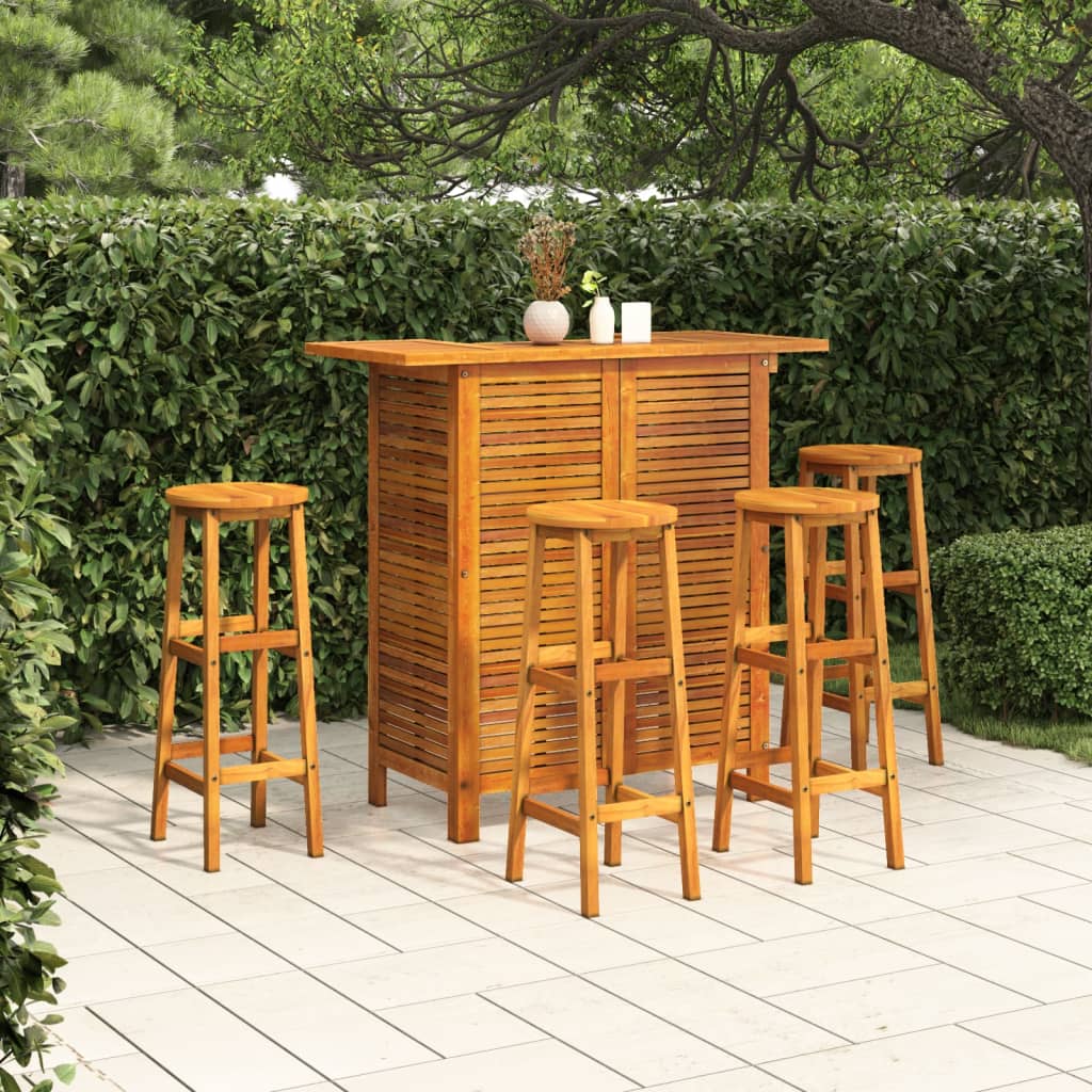 Bar Table And Chair Set 3 Pieces Solid Acacia Wood
