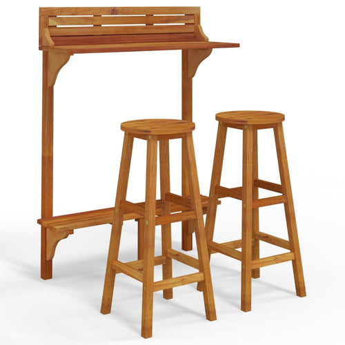 3 Piece Balcony Bar Set Solid Wood Acacia