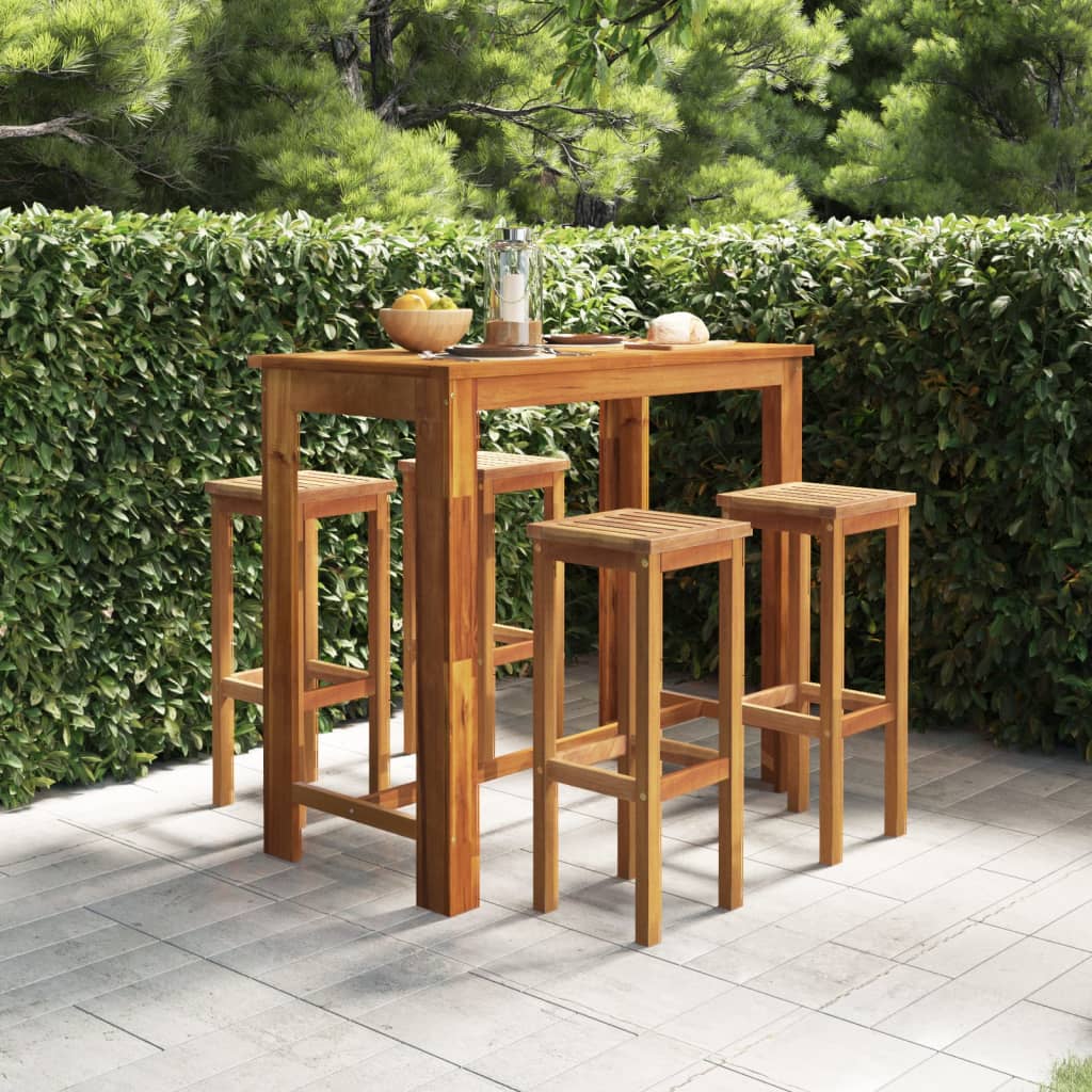 9 Piece Garden Bar Set Solid Wood Acacia