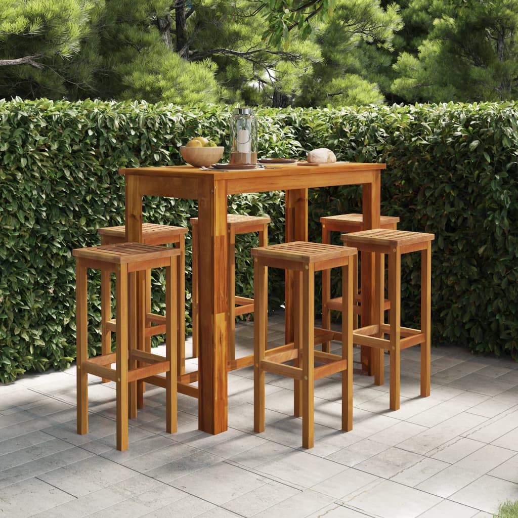 9 Piece Garden Bar Set Solid Wood Acacia