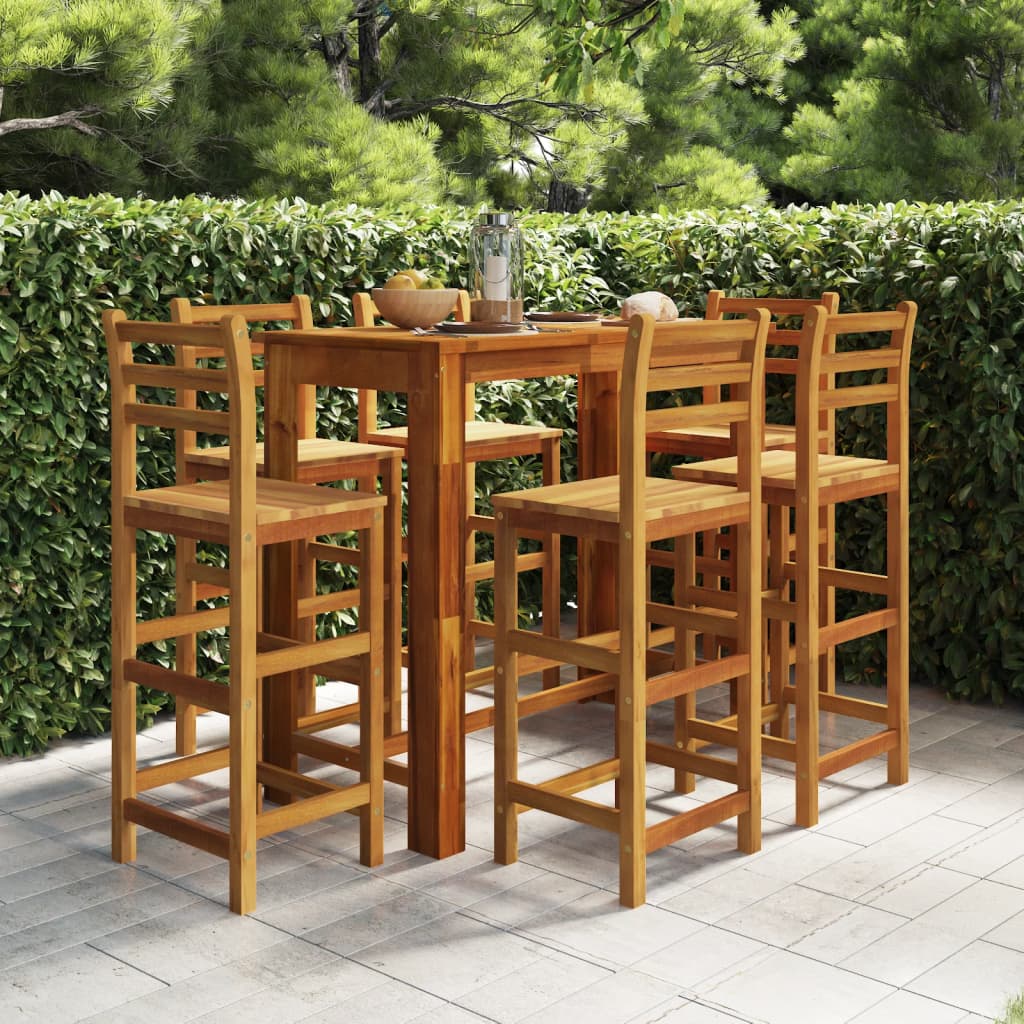 9 Piece Garden Bar Set Solid Wood Acacia