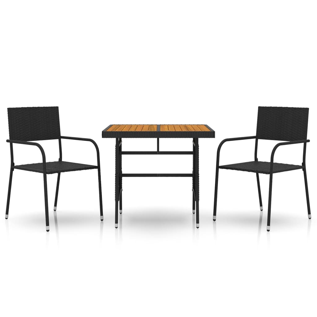 3 Piece Outdoor Dining Set Poly Rattan