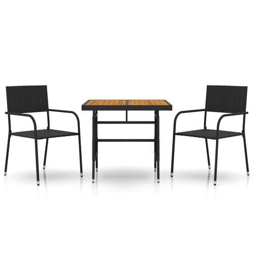3 Piece Outdoor Dining Set Poly Rattan