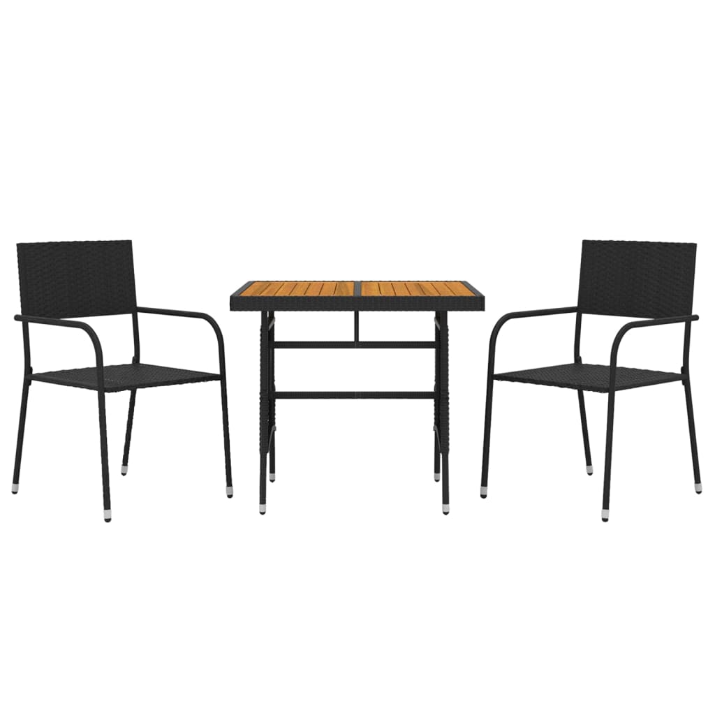 3 Piece Outdoor Dining Set Poly Rattan